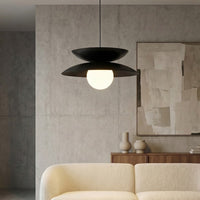 Nagoya hanglamp wit glas 1-lichts zwart
