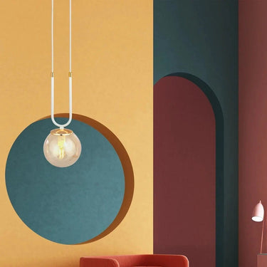 GLAM 1-lichts hanglamp - Amber glas - Wit frame