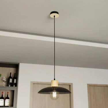 KOBE 1-lichts hanglamp - Zwart met hout