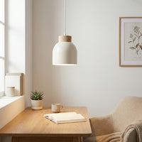 Kru hanglamp hout 1-lichts wit