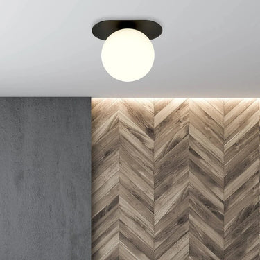 PLAZA 1-lichts plafondlamp - Wit glas - Zwart frame