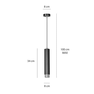KIBO 1-lichts hanglamp - Zwart chroom