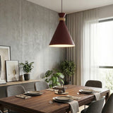 Zero hanglamp hout 1-lichts bordeaux hanglamp met lampenkap - afbeelding 5