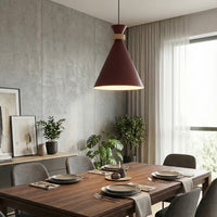 Zero hanglamp hout 1-lichts bordeaux hanglamp met lampenkap - afbeelding 5