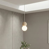 Loop hanglamp wit glas 1-lichts naturel hanglamp met ronde bol - afbeelding 5