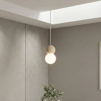 Loop hanglamp wit glas 1-lichts naturel hanglamp met ronde bol - afbeelding 5