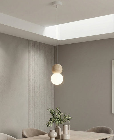 Loop pendant lamp white glass 1-light natural