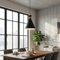 Zero hanglamp hout 1-lichts zwart hanglamp met lampenkap - afbeelding 6