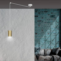 TRAKER 1-lichts hanglamp - Wit goud frame hanglamp met lampenkap - afbeelding 7