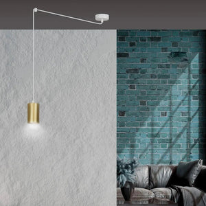 TRAKER 1-lichts hanglamp - Wit goud frame