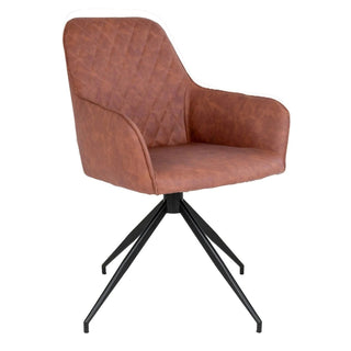 Eetkamerstoel Harbo - Draaibaar - Kunstleer Cognac - 56 cm breed - Mooier Thuis