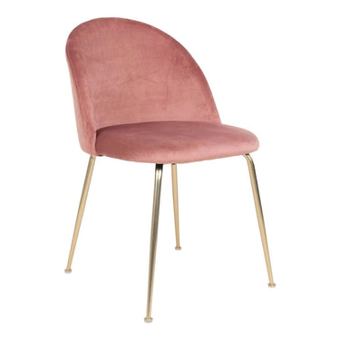 2er-Set - Esszimmerstuhl Geneve - Rosa Samt - Messingbeine