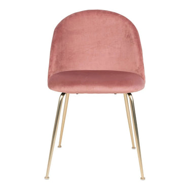 2er-Set - Esszimmerstuhl Geneve - Rosa Samt - Messingbeine