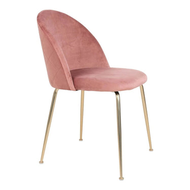 2er-Set - Esszimmerstuhl Geneve - Rosa Samt - Messingbeine