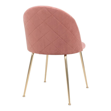 2er-Set - Esszimmerstuhl Geneve - Rosa Samt - Messingbeine