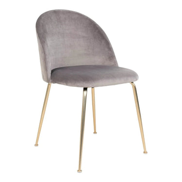 Set van 2 - Eetkamerstoel Geneve - Velvet Grijs – Messing poten