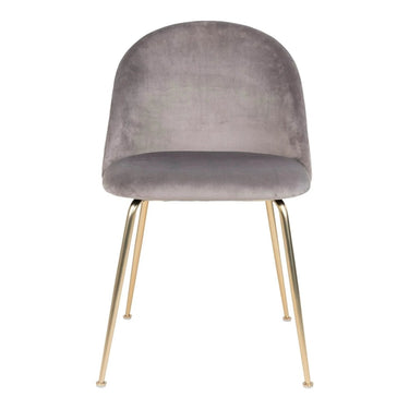Set van 2 - Eetkamerstoel Geneve - Velvet Grijs – Messing poten