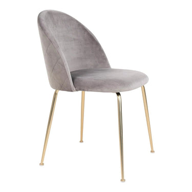 Set van 2 - Eetkamerstoel Geneve - Velvet Grijs – Messing poten