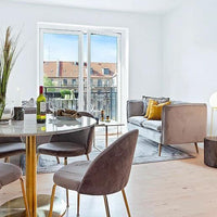 House of Nordic Set van 2 - Eetkamerstoel Geneve - Velvet Grijs – Messing poten