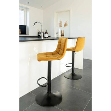 Set van 2 - Middelfart Barkruk - Velvet mosterdgeel