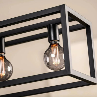 Hanglamp met balk 5-lichts zwart