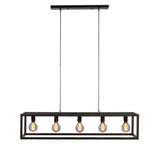 Hanglamp met balk 5-lichts zwart hanglamp met lampenkap - 120 cm breed - Mooier Thuis