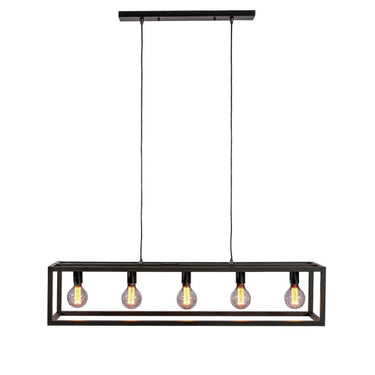 Hanglamp met balk 5-lichts zwart