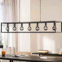 MT Lumen Hanglamp met balk 7-lichts zwart/staal
