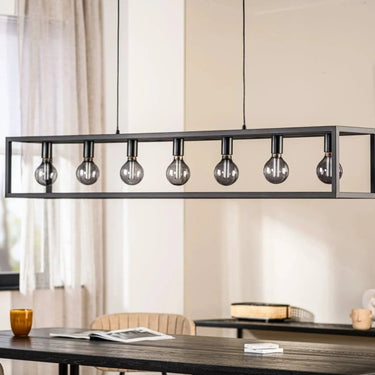 Hanglamp met balk 7-lichts zwart/staal