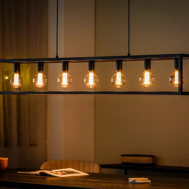 Hanglamp met balk 7-lichts zwart/staal