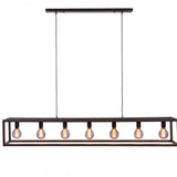 Hanglamp met balk 7-lichts zwart/staal hanglamp met lampenkap - 168 cm breed - Mooier Thuis