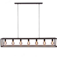 Hanglamp met balk 7-lichts zwart/staal - Mooier Thuis