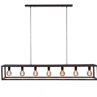 Hanglamp met balk 7-lichts zwart/staal