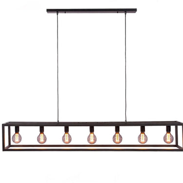 Hanglamp met balk 7-lichts zwart/staal