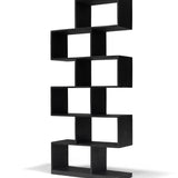 Vakkenkast ZIG-ZAG - Mangohout Zwart - 80x30x180 cm - Mooier Thuis