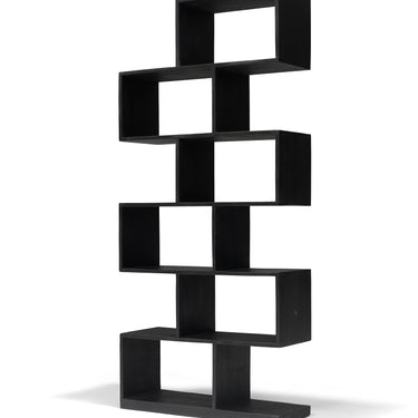 Vakkenkast ZIG-ZAG - Mangohout Zwart - 80x30x180 cm