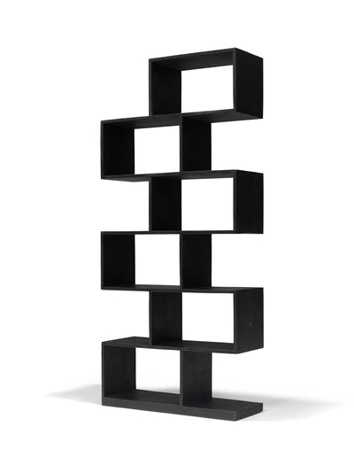 Vakkenkast ZIG-ZAG - Mangohout Zwart - 80x30x180 cm