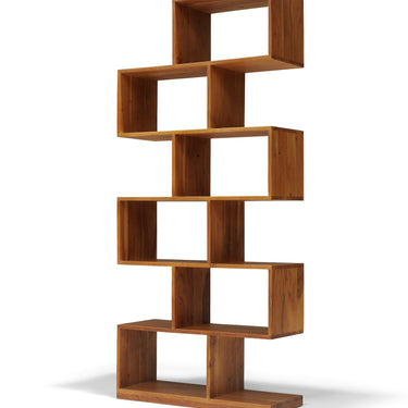 Vakkenkast ZIG-ZAG - Mangohout Naturel - 80x30x180 cm