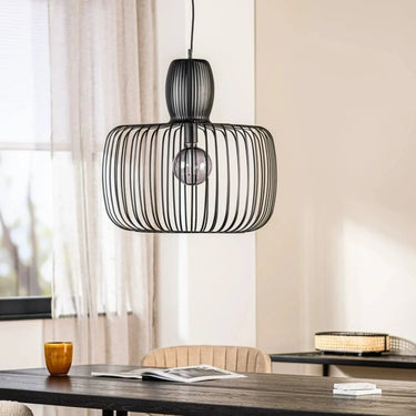 Hanglamp zwart met stalen kap