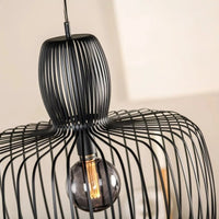 Hanglamp zwart met stalen kap - afbeelding 2