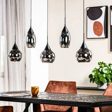 Hanglamp 5-lichts met smoke glas