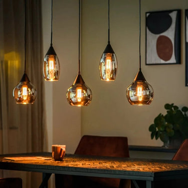 Hanglamp 5-lichts met smoke glas