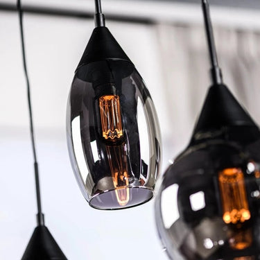 Hanglamp 5-lichts met smoke glas