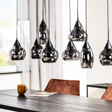 Hanglamp 8-lichts met smoke glas