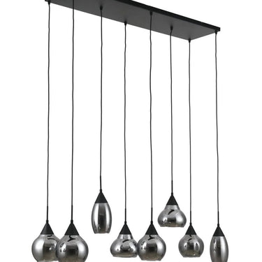 Hanglamp 8-lichts met smoke glas