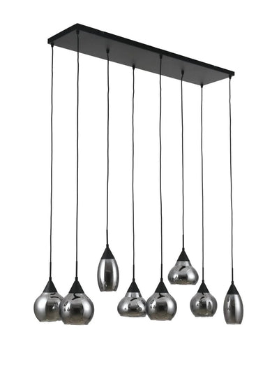 8-flammige Pendelleuchte mit Rauchglas