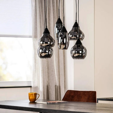 Hanglamp 6-lichts met smoked glas