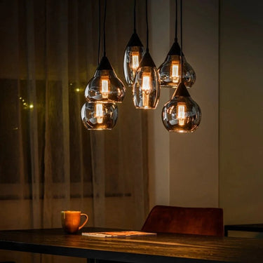 Hanglamp 6-lichts met smoked glas