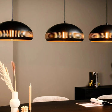 Hanglamp 3-lichts half-rond zwart