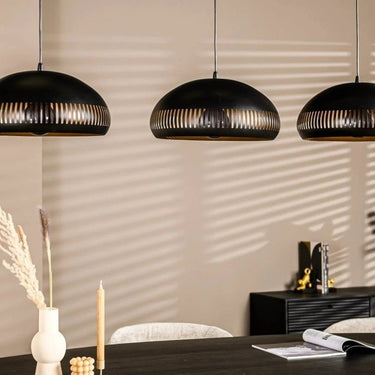 Hanglamp 3-lichts half-rond zwart